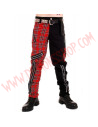 Pantalon Punk Rojo con Negro de Cremalleras