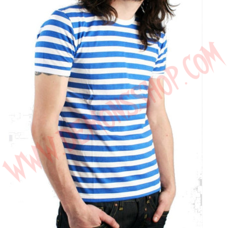 Camiseta MC Rayas Azul y Blancas