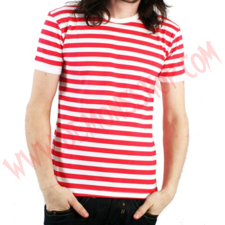 Camiseta MC Rayas Blancas y Rojas