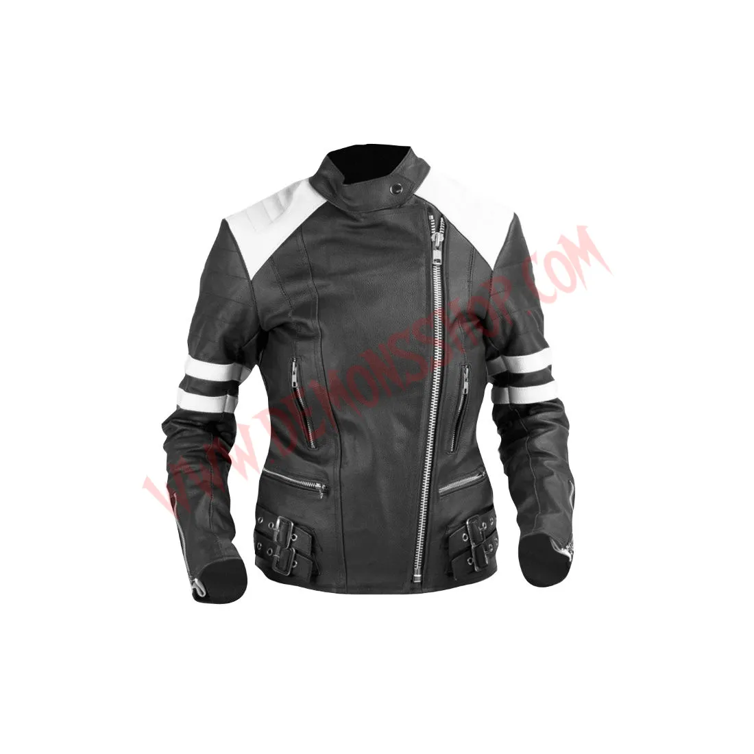 Chaqueta Mujer Old School de Cuero Blanca