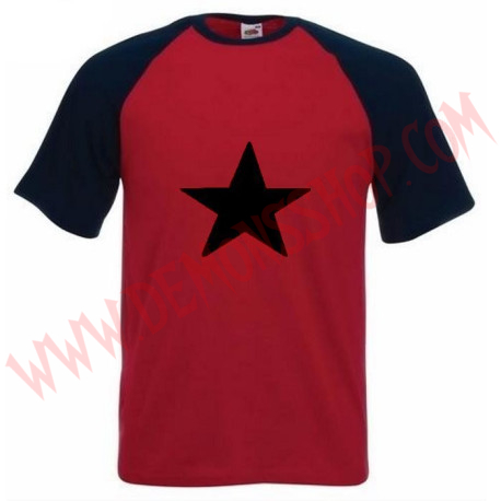 Camiseta MC Estrella Negra (Raglan Roja)
