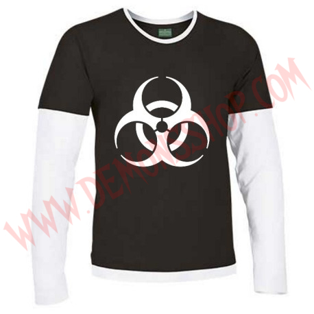 Camiseta ML Biohazard (Negra manga blanca)