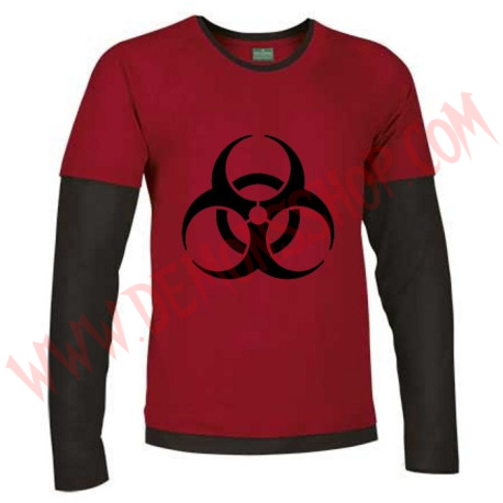Camiseta ML Biohazard (Roja manga negra)