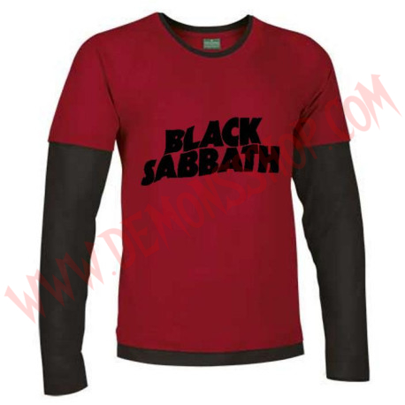 Camiseta ML Black Sabbath (Roja Manga Negra)