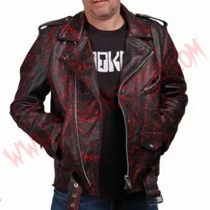 Chaqueta Clasica de Cuero red blood splatter