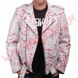 Chaqueta Clasica de Cuero white blood splatter